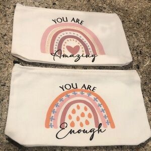 Canvas Zippered Pouches Set Of 2 New Without Tags